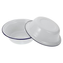 Bols 2pcs bassins de lavage en émail bassin de soupe en émail pour la maison White326N