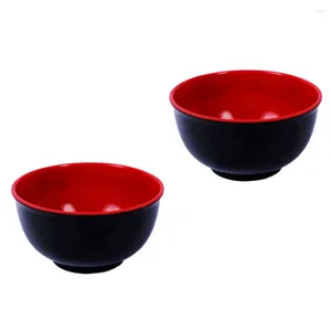 Kommen 2 stks melamine zwart en rode kom imitatie porselein rijstsoep servies voor restauranthuis (45 inch)