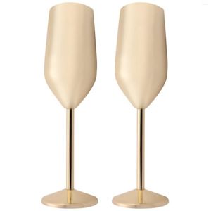 Bols 2 pièces/ensemble verres à Champagne incassables en acier inoxydable brossé or mariage grillage boisson tasse fête mariage vin