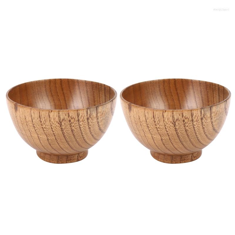WoodenLife Japanese Style Wooden Bowls Set - Perfect for Rice, Soup, Dessert, Ice Cream - Antifreeze Coating - 11x7cm Each