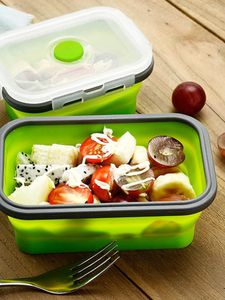 Kommen 3/4 STKS Set Opvouwbare Siliconen Lunchbox Salade Opslag Container Servies Handig Fruit Keramische Boog