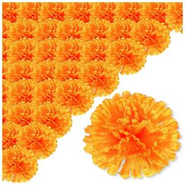 Bols 3,9 pouces Fleurs de souci Artificielle Jour de la fleur morte 50pcs Tête pour la fabrication de guirlande