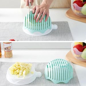 Kommen 3 in1 Creatieve salade Cutter Bowl Fruit Chopper Slicers Multifunctionele maker Vegetable Cutting Kitchen Gadget