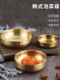 Kommen 304 roestvrijstalen Koreaanse saus Dish Rice Bowl Gold Kimchi Cuisine Kruidengerechten Dinner Bord Textuur