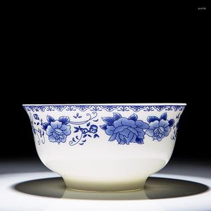 Cuencos de 4,5 pulgadas Jingdezhen Bone China Fideos Ramen Cuenco de porcelana azul y blanca Utensilios de arroz de cerámica Vajilla