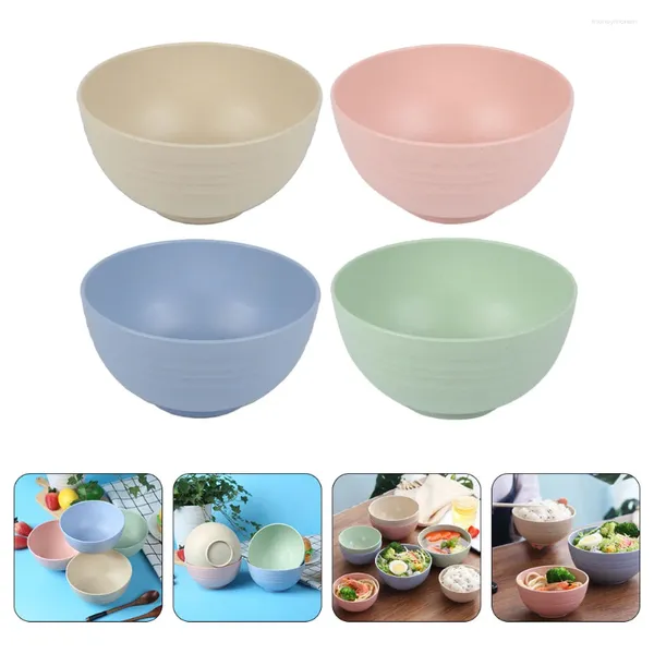 Bols 4 pcs bol colorée céréale cuisine pâtes réutilisables micro-ondes en plastique sûr salade de soupe incassable