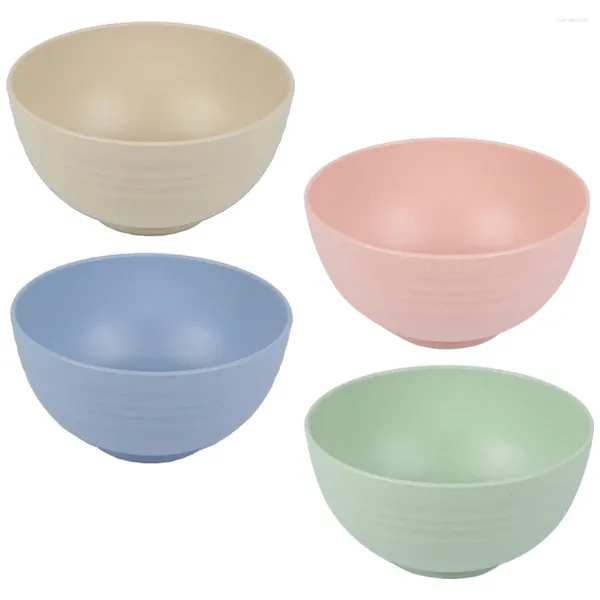 Tazones 4 PCS Towl set ensalada Sirviendo para la cocina comiendo vajillas para el hogar sopa de cereal de plástico microondas seguros inquebrantables