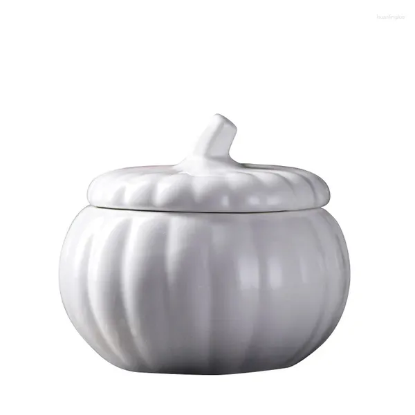 Cuencos 400ml Estilo nórdico Porcelana blanca pura Tazón de sopa Calabaza En forma de postre Olla con tapa de ajuste Contenedor de vajilla de fideos