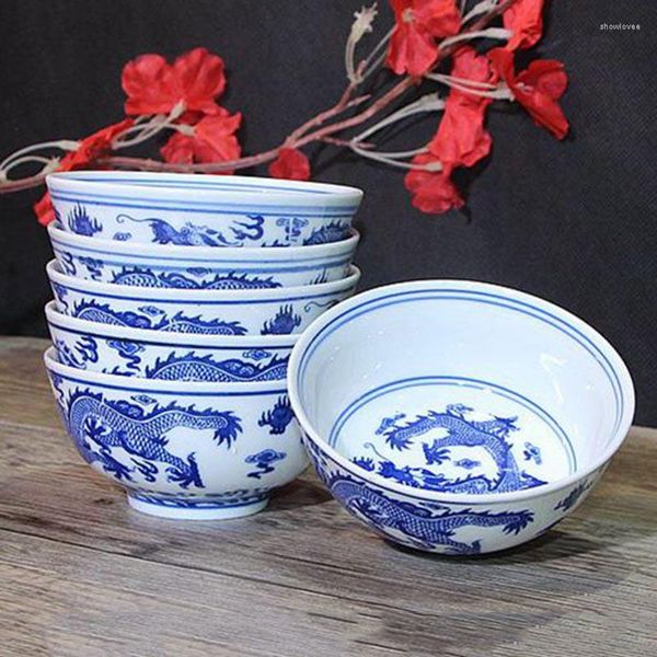 Bols 4 pouces en céramique petit bol Art soupe Jingdezhen bleu et blanc porcelaine vaisselle Vintage Ramen riz accessoires de cuisine