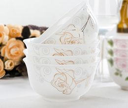 Bols 4pc Set 4.5 pouces Bone China Rice Ceramic Micro-wave Bowl Japanese Small Noodle Enemal Golden Rose Porcelain