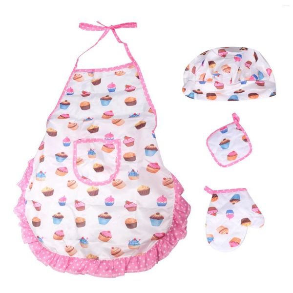 Towls 4pcs El juego de cocción y hornear para niños incluye el delantal para las niñas chef gorro para niños pequeños vestidos