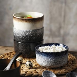 Bols 4pcs / Set Bol de riz en céramique Soupe de ménage Couleur Glaze Porcelaine Vaisselle Restaurant Salade 4,5 pouces