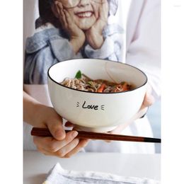 Kommen 6 inch keramische soep salade ramen bowl liefde letters bedrukt Europa stijl ins home eenvoudig groot formaat onder geglazuurd voor