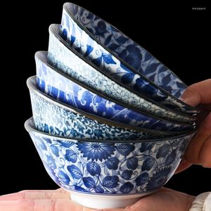 Bols 6 Pouces Japonais En Céramique Ramen Soupe Sous Glaçure Vaisselle Nouilles Bol De Riz Salade De Fruits Mélange Conteneur Ustensiles En Porcelaine