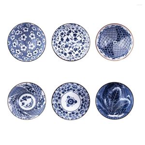 Kommen 6 stks/4 stks Chinese stijl klassieke keramische blauwe en witte keuken rijstkom grote ramen soep