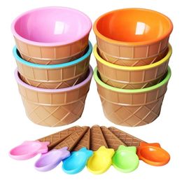 Bols 6Pcs Ice Cream Set Différentes Couleurs Cuillère Vaisselle Creative Enfants Cartoon 221205