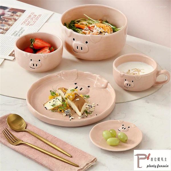 Bols 8 pouces mignonnes tasse de bol en céramique de dessins de dessins dessinons japonais de table de table maison créative personnalité filles prennent un petit-déjeuner pour une seule personne.