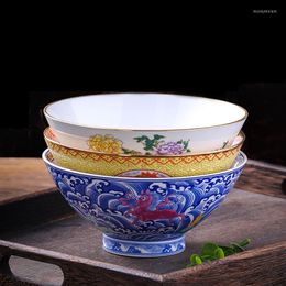 Bols 8 pouces Jingdezhen bol de nouilles Ramen en céramique chinoise classique en porcelaine grand Dragon vaisselle de cuisine mélange de salade