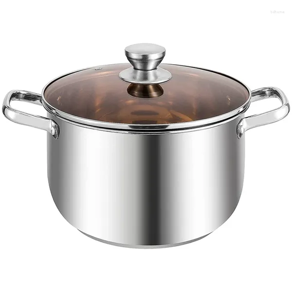 Bols 8 QT Pot à soupe Marmite en acier inoxydable avec couvercle Saucepot Pâtes Cuisson Double poignées Lave-vaisselle Safe
