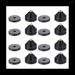 Bols 8 Set Support de haut-parleur Pieds Pieds Pieds en alliage d'aluminium Pointes métalliques Cône Clou de sol Noir