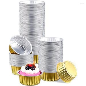 Bols en papier d'aluminium tasses Mini cuisson doublures de Cupcake en or moules à muffins ronds jetables pour la cuisine fête d'anniversaire