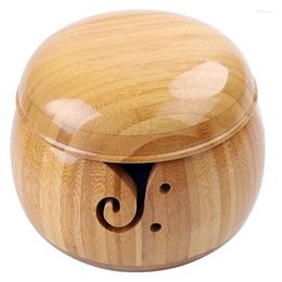 Kommen bamboe brei bowle handgemaakte handwerk garenhouder met afneembare dekselgaten wol opslag