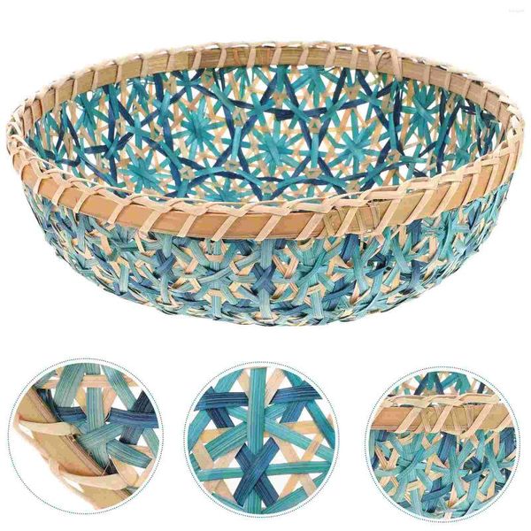 Tazones de cesta de bambú Placa de almacenamiento premium recipiente vegetal bandeja de madera hecha a mano