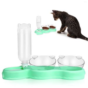 Bols Bowlscat Waterbowlpet Dog Triple Feeder Sec Humide surélevé Distributeur automatique Bouteille Catspets Supports d'intérieur Double Gra201h