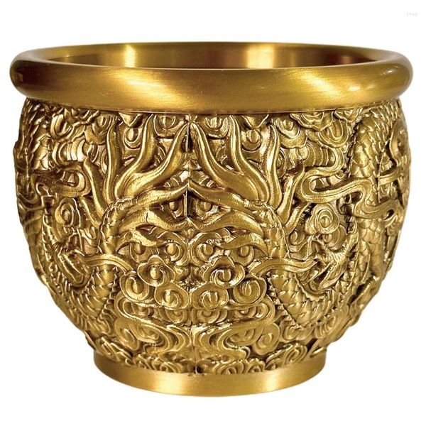 Bols en laiton cylindre ornements collègue présente trésor richesse bol offrant des décorations de bassin pour table de bureau