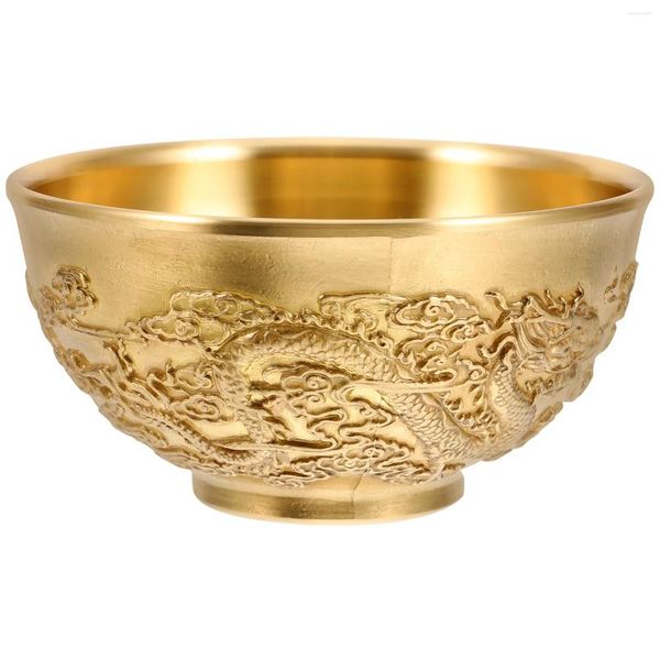 Tazones tesoros de latón tazón decoración de oro ofreciendo riqueza decoración de escritorio de casa chino cobre