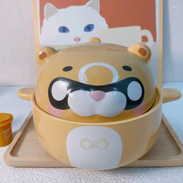 Juego de dibujos animados de tazones Genshin Impact Guoba Bowl Cosplay Xiang Ling Spirit Animal Ceramic Box Box de gran capacidad Fideos