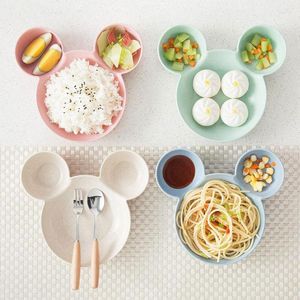 Bols dessin animé souris bol plats boîte à lunch enfant bébé enfants infantile riz alimentation en plastique Snack assiette vaisselle