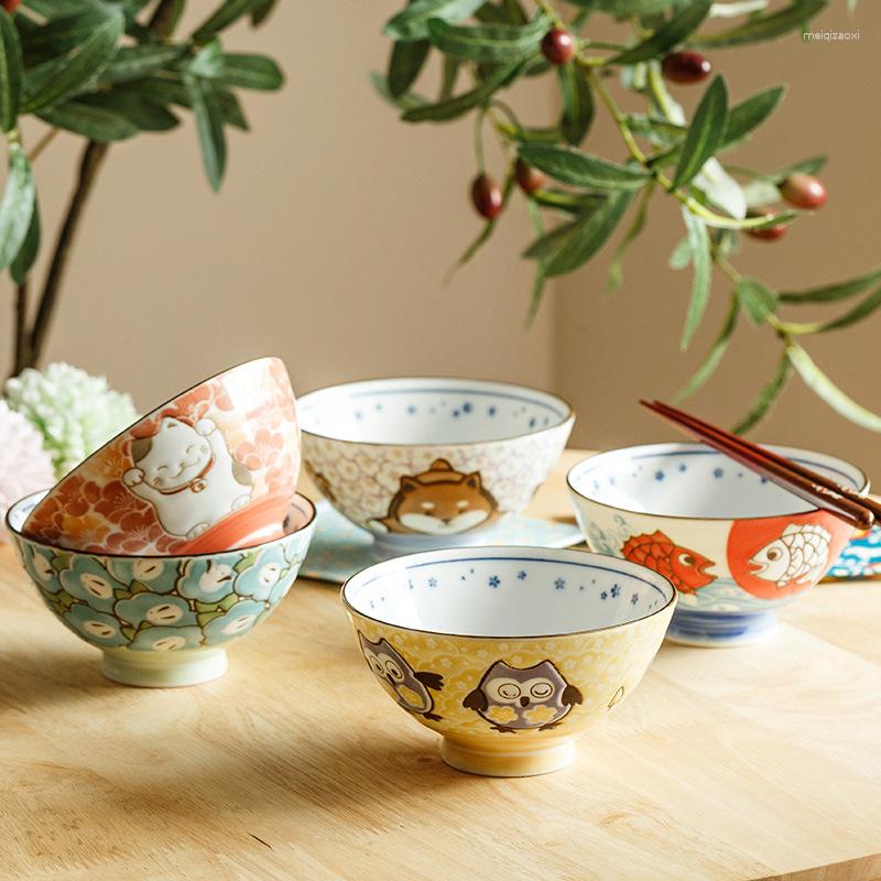 Miski kreskówka podkładka kolorowy ceramiczny miska japońskie ryż kreatywne zastawa stołowa makaron dim sum