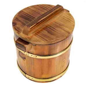 Bols tonneau seaux à riz couvercles accessoires de sauna cuves de mélange de sushi cuve japonaise boulette en bois panier vapeur