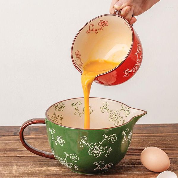 Bols bécher en céramique bol grande capacité le ménage de mélange peut cuire au four à micro-ondes pour retourner l'œuf et le joli bol.