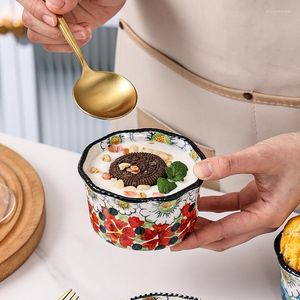 Bols Bol En Céramique Avec Poignée Bébé Cuisson À La Maison Shufulei Pudding Dessert Gâteau Oeuf À La Vapeur