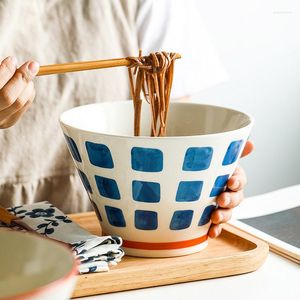Bols en céramique peints à la main Style japonais bol de nouilles froides riz salade soupe ménage grande capacité Ramen cuisine vaisselle