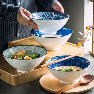 Kommen Keramische Noodle Bowl Thuis Gemonteerde Schotel Restaurant Creatieve Ramen Soep Groot Diep
