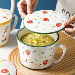 Kommen keramische noedel cup bowl ins country style creatief met coverbox student lunch instant soep set diner 221203