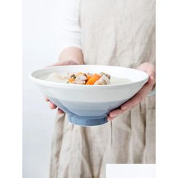 Bols Céramique Ramen Nouilles Bol Bleu Dégradé Soupe Salade De Fruits Cuisine Vaisselle Vaisselle Drop Livraison Maison Jardin Bar À Manger Otgtb