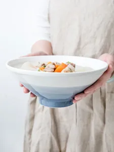 Kommen Keramische Ramen Noodle Bowl Blauw Gradiënt Soep Fruitsalade Keuken Huishoudelijk Servies