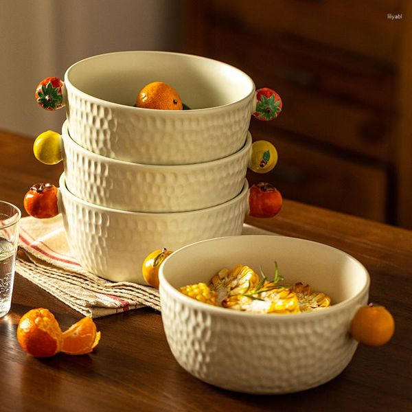 Bols à soupe en céramique avec poignées Bol à dessert créé Pots en porcelaine pour oignon français Passe au micro-ondes et au four
