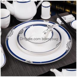 Bols Vaisselle en céramique assiette bol cuillère ensemble ménage Restaurant haute température os Fin tasse livraison directe maison jardin cuisine Di Dhf10