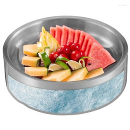 Bols Bol réfrigéré garder les plats de service froids salade en acier inoxydable glace extérieure pour la fête des boissons