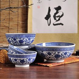 Bols Chinois En Céramique Bol De Riz Bleu Et Blanc Grande Porcelaine Soupe Nouilles Vaisselle Bone China Home Restaurant Cuisine Fournitures