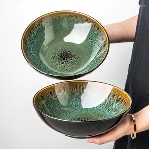 Tazones estilo chino retro tazón de cerámica verde fideos para el plato de ramen especializado set comercial
