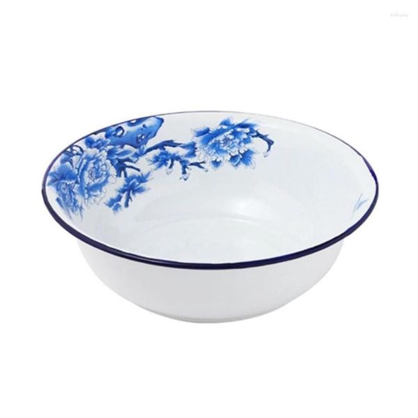 Cuencos, cuenco esmaltado Vintage chino con patrón de porcelana azul y blanca, recipiente para frutas y verduras, recipiente para sopa, lavado de ollas