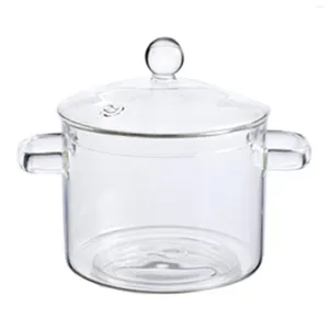 Bols casserole de cuisson transparente avec couvercle plus épais et plus lourd en verre amélioré pour ramen farine d'avoine d'autres plats xqmg