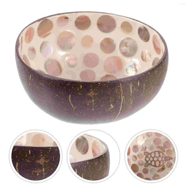 Tazones de cáscara de coco recipientes de patrón único fruta almacenamiento natural cocos decoración de la pintura decoraciones de la bandeja
