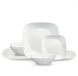 Service de table carré 12 pièces Corelle Classic Pure White